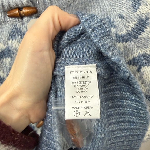 Altar'd State Blue and White Patterned Wool Blend Cardigan - Picture 7 of 8